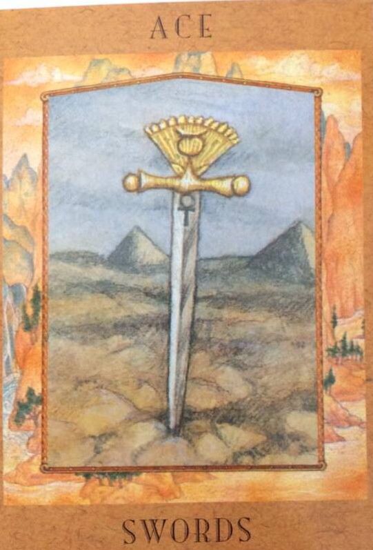 Ace of Swords from the Goddess Tarot deck by Kris Waldherr. You will