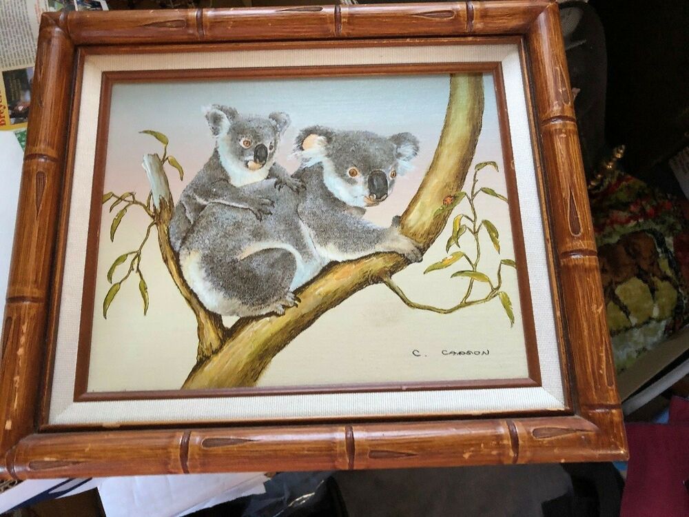 Original Oil Painting On Canvas Korean Koalas In Eucalyptus Tree By C Carson Koala Art Koala Canvas Painting Oil Painting On Canvas Original Oil Painting