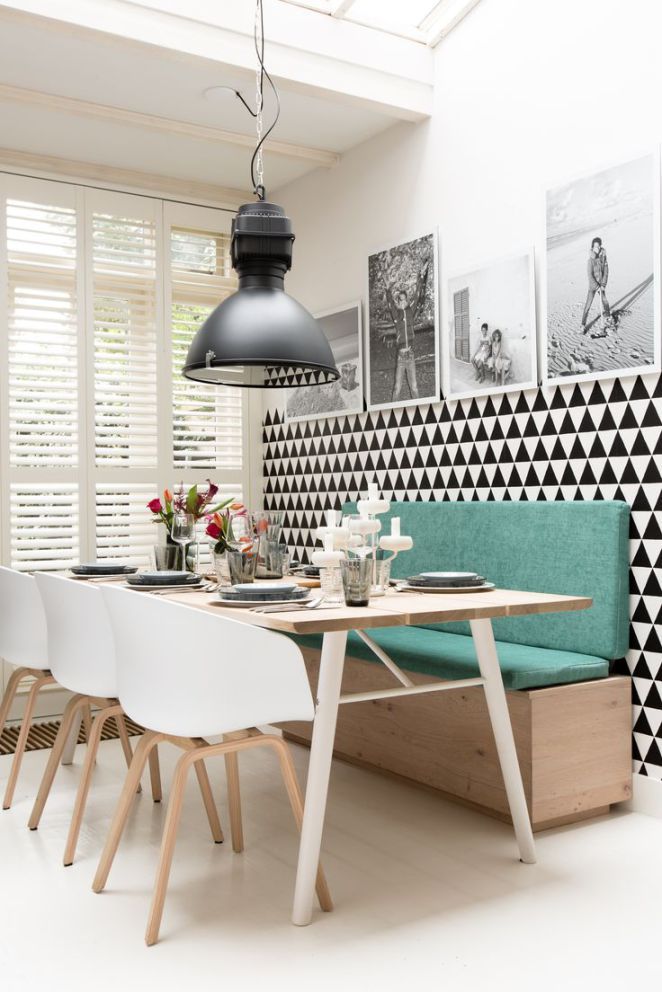 Salle à manger – Salle à manger esprit scandinave, mur graphique ... Salle à manger – Salle à manger esprit scandinave, mur graphique ...