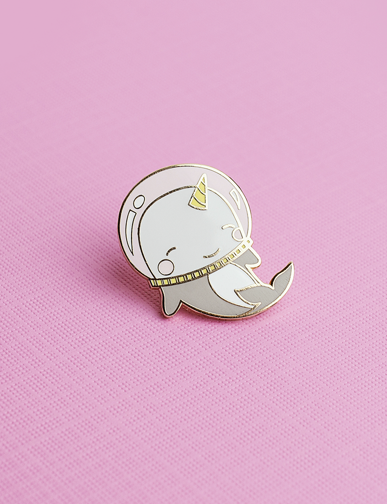 On Our Branded Card. Narwhal Enamel pin badge