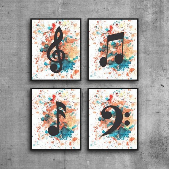 Watercolor Music Art Orange Watercolor Art Music D Watercolor Music Art Orange Watercolor Art Music D
