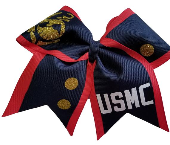 Marine Corps Dress Blues Hair Bow Cheer bows U.S