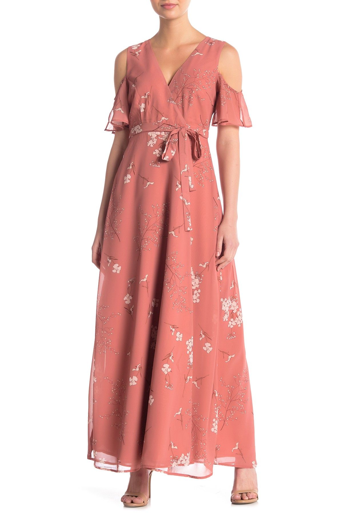 BB Dakota | Lalah Floral Cold Shoulder Wrap Maxi Dress #nordstromrack