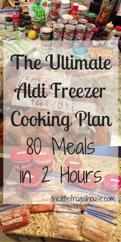 The ultimate freezer cooking plan using mostly Aldi ingredients. Make 80 meals in 2 hours to be prepared for those crazy busy nights! Freezer Friendly Meals, Slow Cooker Freezer Meals, Freezable Meals, Make Ahead Freezer Meals, Freezer Meal Prep, Easy Freezer Meals, Frugal Meals, Freezer Recipes, Gastronomia
