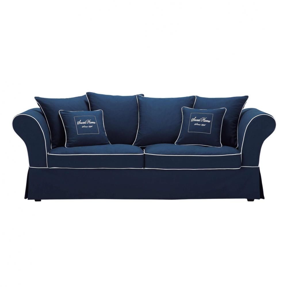 3 4 Seater Cotton Sofa In Blue Sweet Home Mit Bildern Blaues 3 4 Seater Cotton Sofa In Blue Sweet