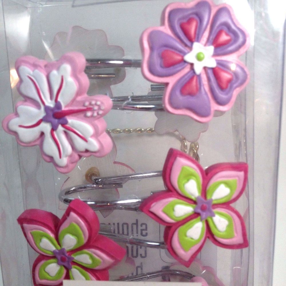 12 Shower Curtain Hooks Flowers Island Paradise No