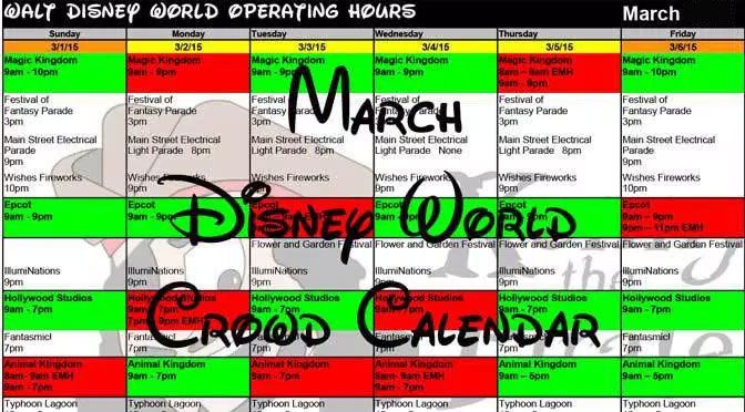 March 2018 Disney World Initial Park Hours Extra Magic Hours And Crowd Calendar Created Disney World Crowd Calendar Crowd Calendar Disney World Calendar