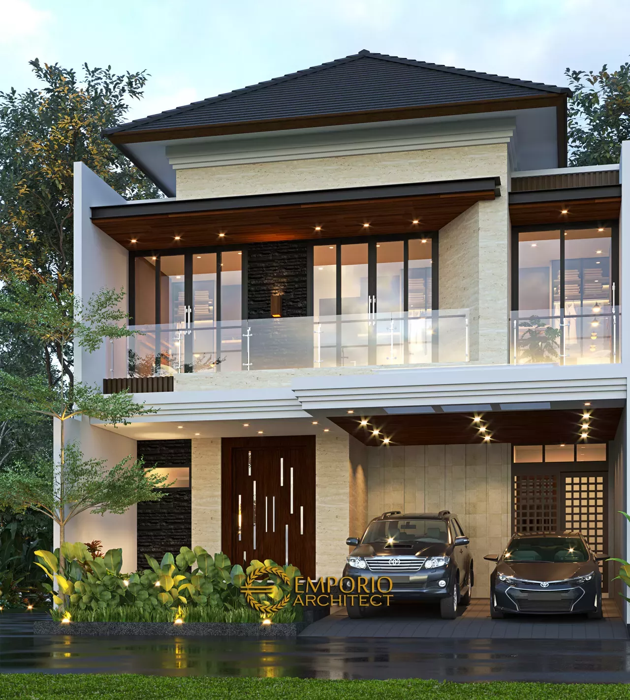 Desain Rumah Modern 2 Lantai Ibu Lia di Bekasi, Jawa Barat Home Fashion, House Exterior, Bali, Toilet, House Design, Modern Houses, Mansions, Gabby, Architecture