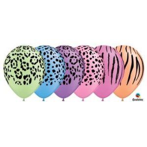 Safari Animal Print Assorted 11/" Qualatex Latex Balloons x 25