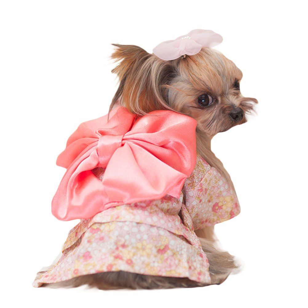 Topbeu Cute Floral Japanese Kimono Style Pet Dog Cat Costume Dress