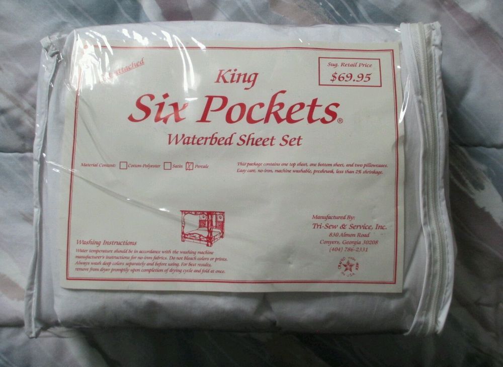 vintage waterbed sheets nip king size white percale 6 pocket king size waterbed sheet