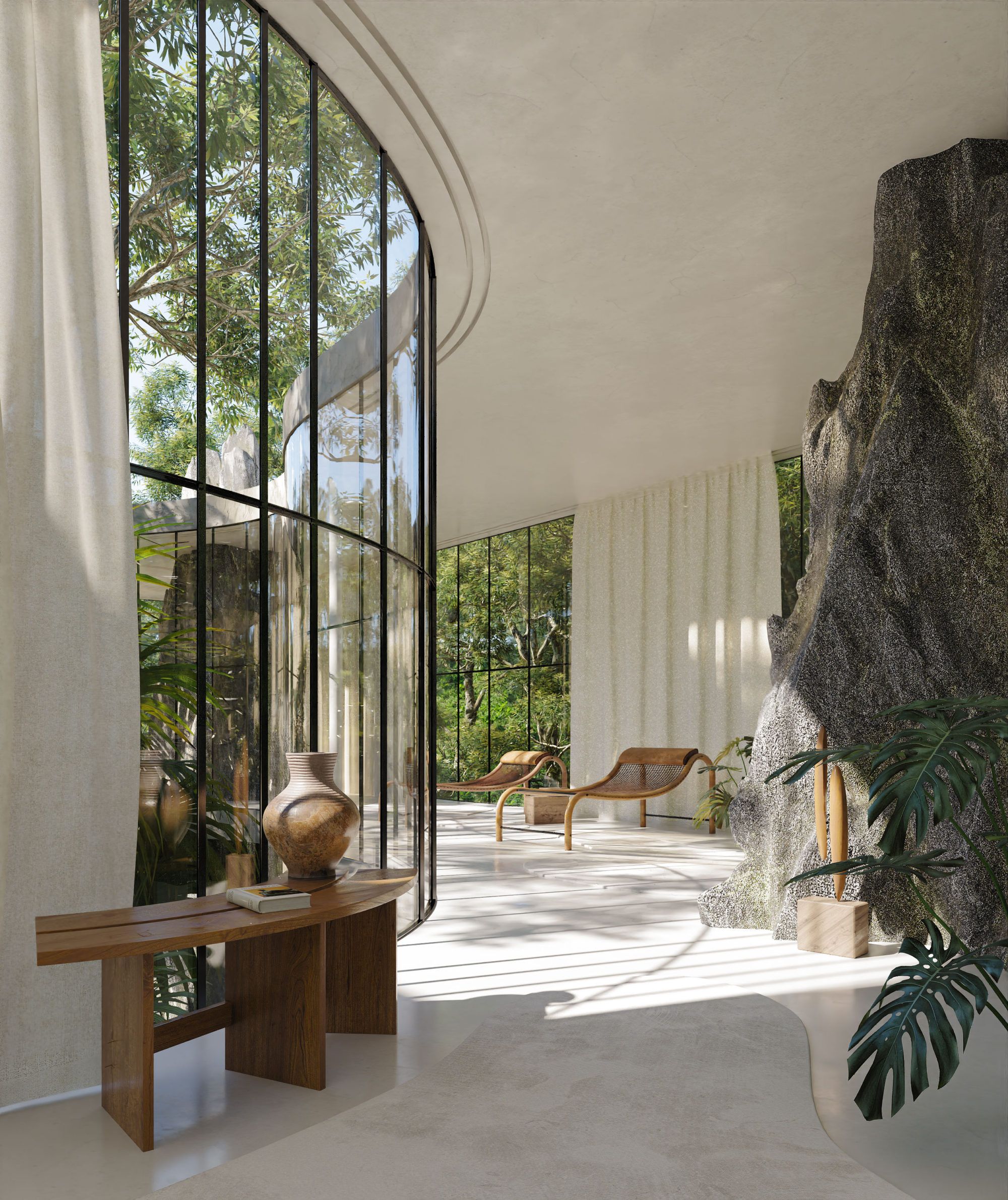 Une maison de verre design dans la nature brésilienne