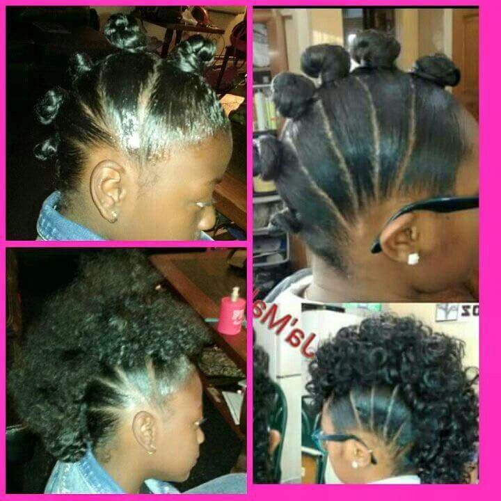 Cornrow Mohawk With Black And Clear Beads Kids Braided