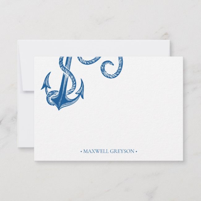 nautical anchor personalized stationery small note card small note cards