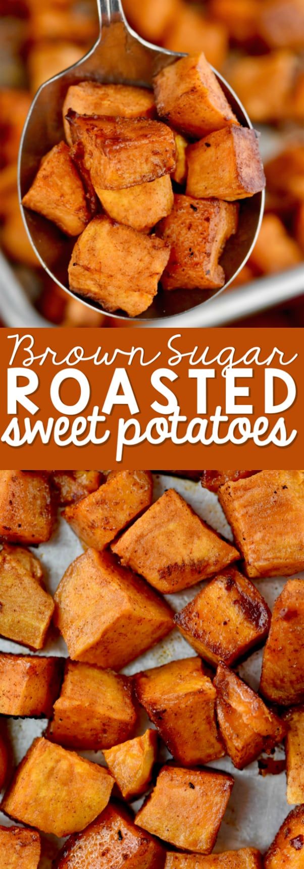 Brown Sugar Roasted Sweet Potatoes (5 minutes prep time!) - Wine & Glue #sweetpotatorecipes