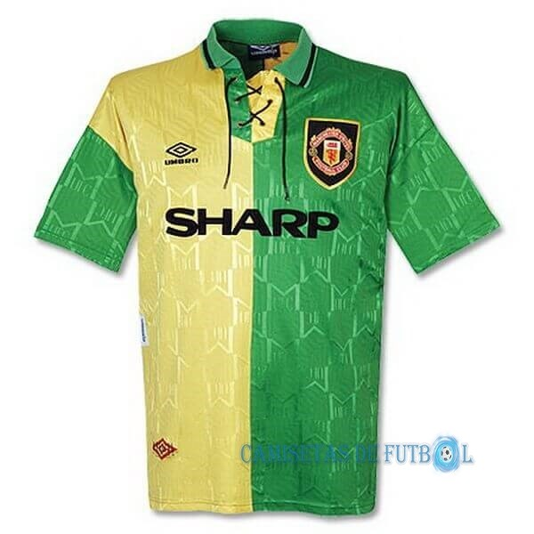 Tercera Camiseta Manchester United Retro 1992 1993 Verde Amarillo Online Football Shirts Soccer Jersey Manchester United