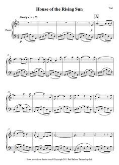 house of the rising sun sheet music for piano music pinterest sheet music for house of the rising sun