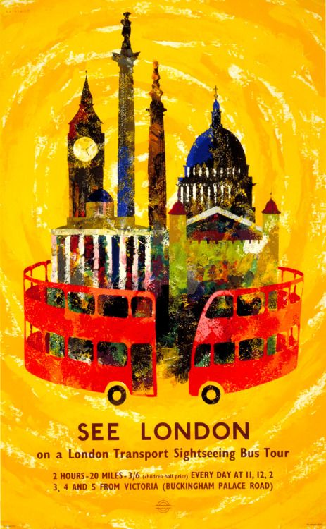 UK London 12 2 VINTAGE TRAVEL POSTER