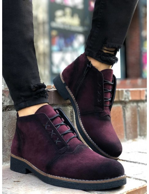 Bordo Suet Yarim Bot Erkek Bot Erkek Bot Ayakkabi Erkek