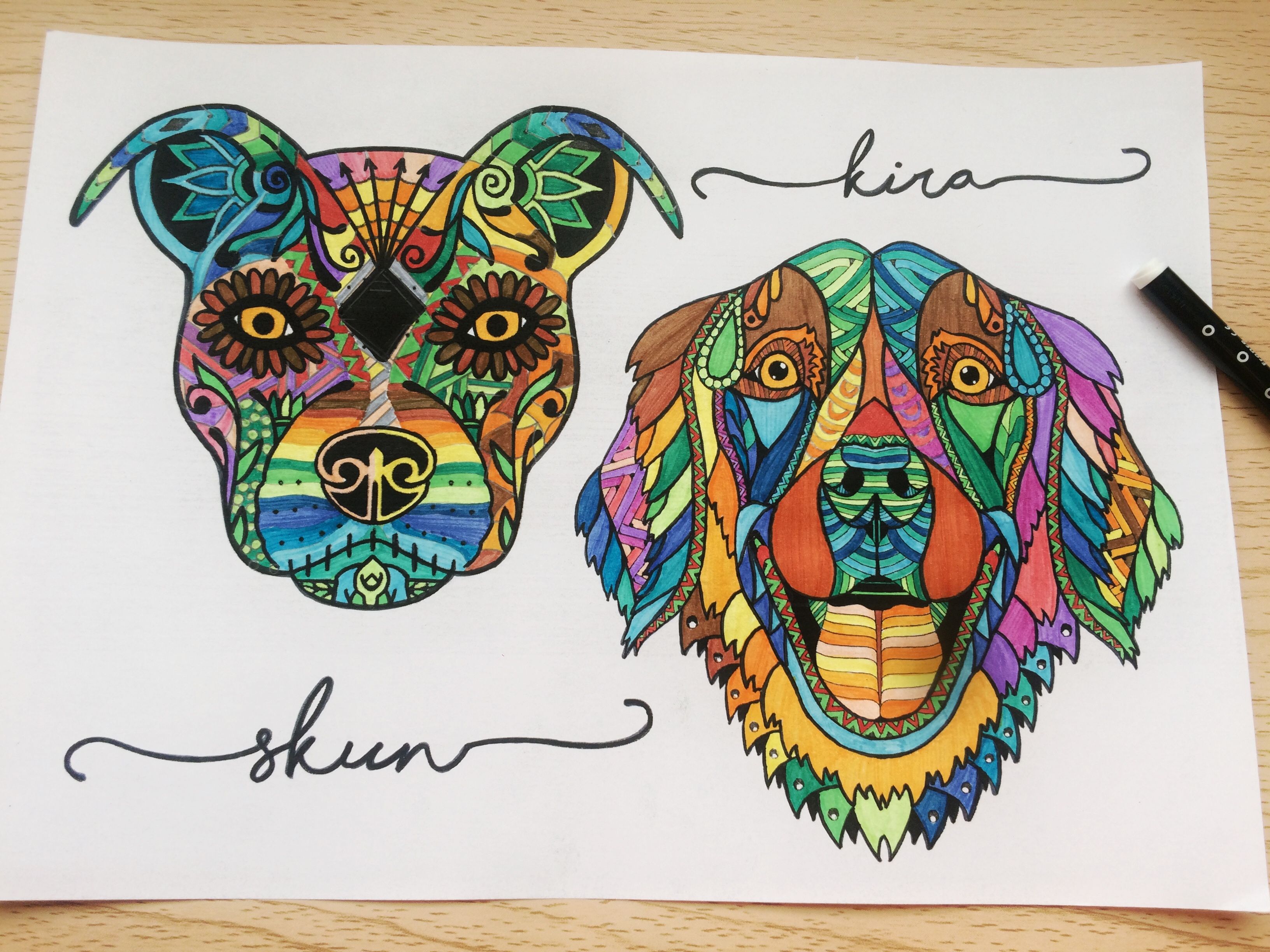 Mis dos gordos a todo color Kira y Skun dibujo mandala Mis dos gordos a todo color Kira y Skun dibujo mandala