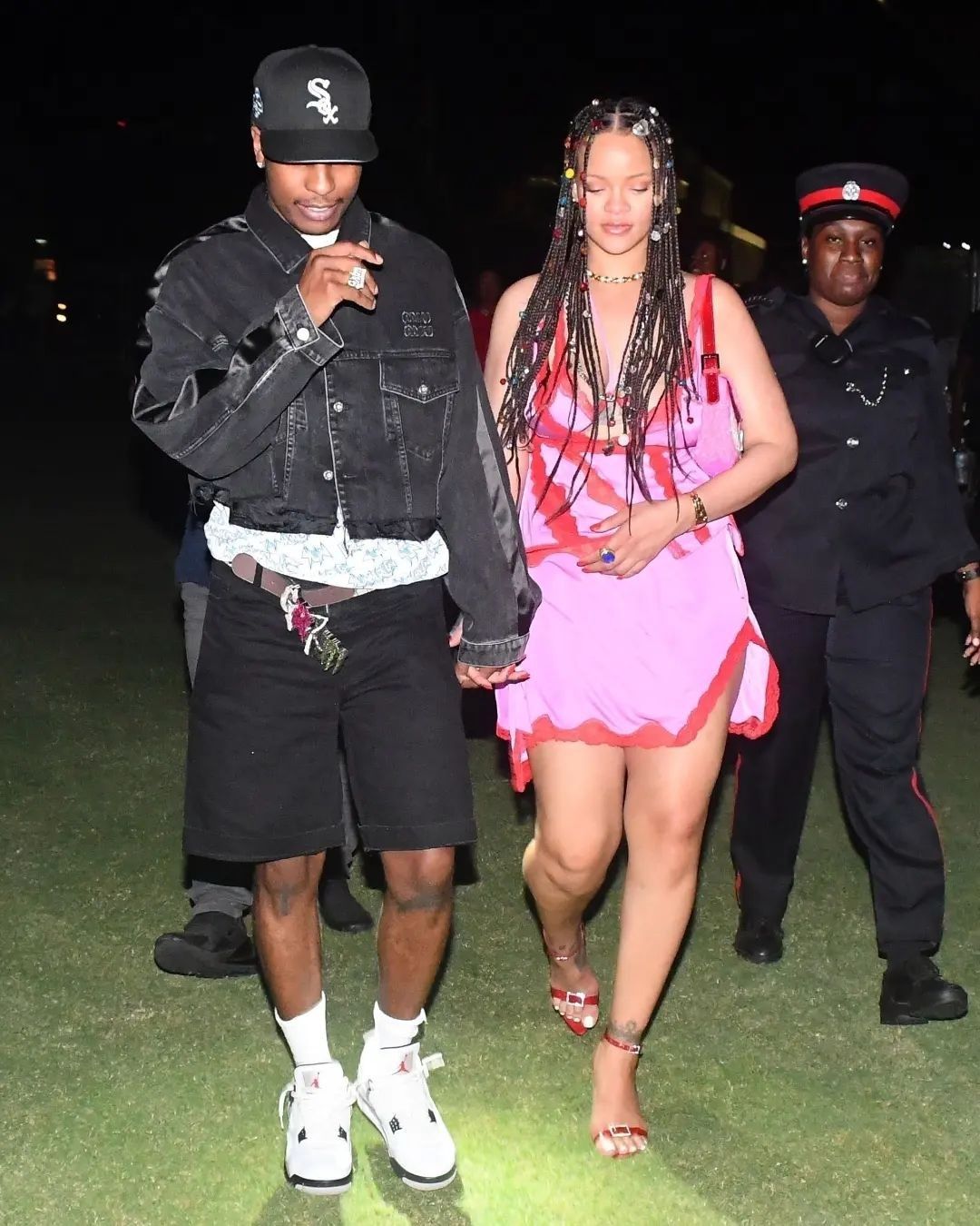 Asap Rocky Rihanna father-and-son-walking-in-the-garden-on-craiyon