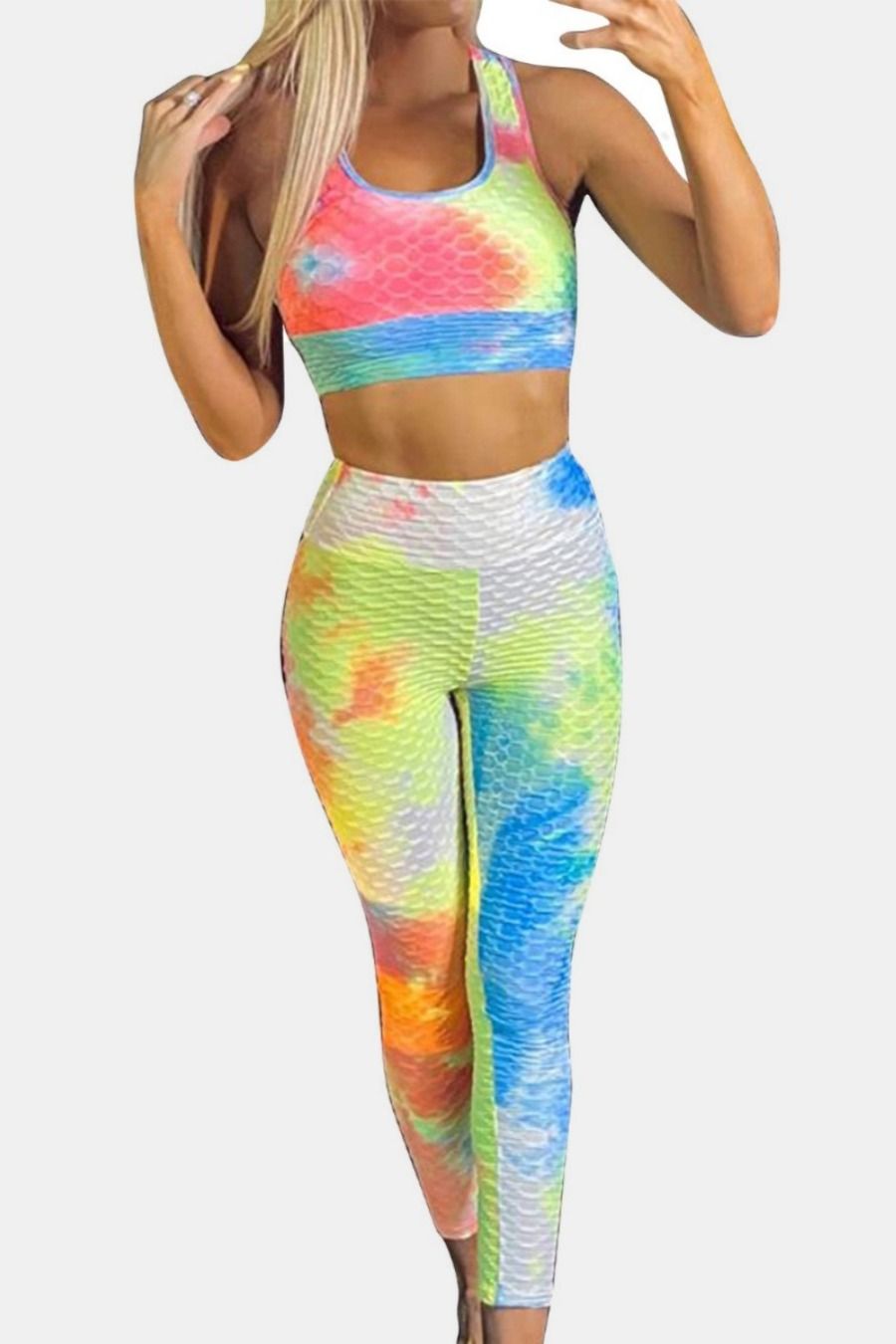 Tie Dye Workout Leggings Running and Sports Pink Pastel Tie Dye Yoga Womens High Waist Full or Capri Athletic Leggings for Workout