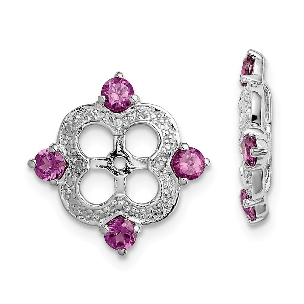 925 Sterling Silver Rhodium Diamond and Rhodolite Garnet Earring Jacket 925 Sterling Silver Rhodium Diamond and Rhodolite Garnet Earring Jacket