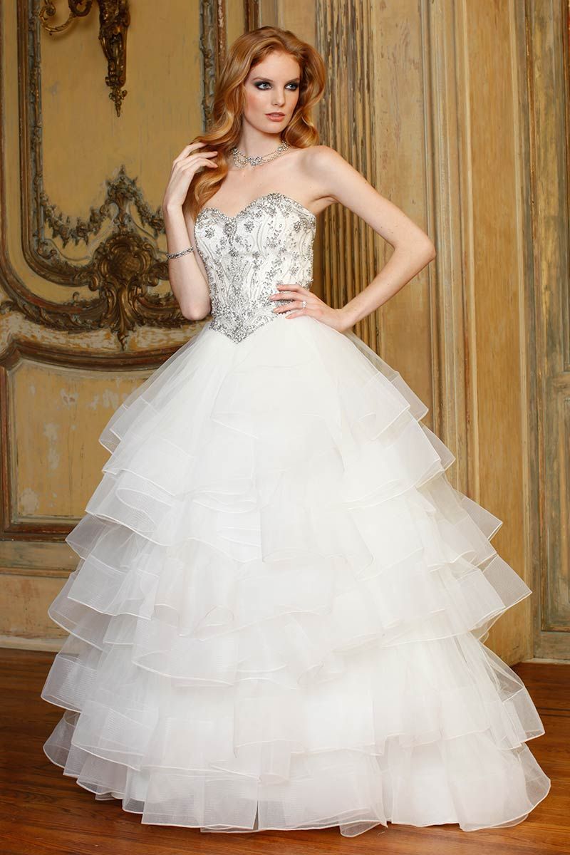 Strapless Jovani beaded ball gown | Fitted wedding dress, Bridal