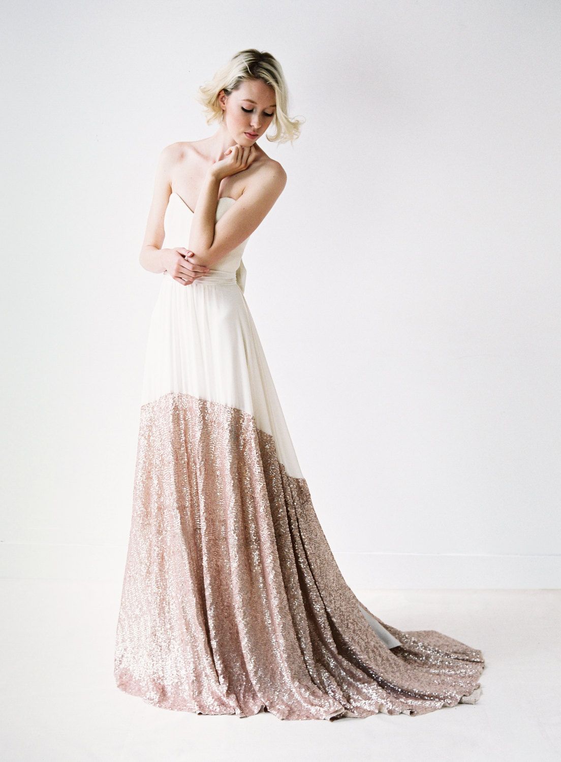 rose gold sequin wedding dress