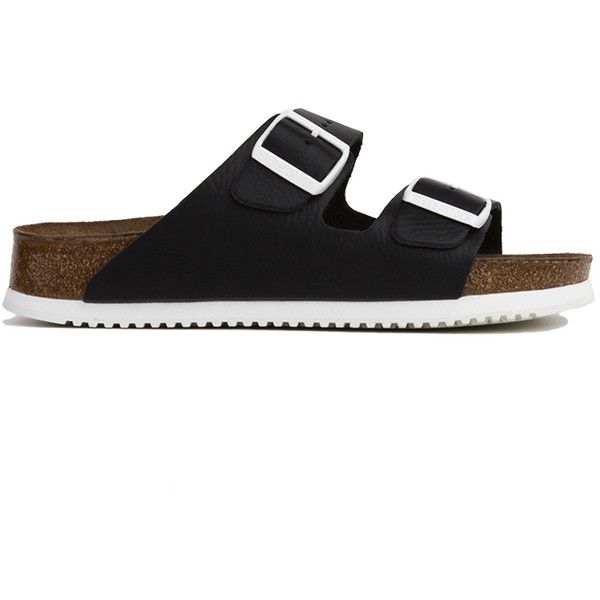 Birkenstock Arizona Soft Footbed Leather Sandals Black 136 Liked On Polyvore Featuring Shoes Sandals Black Leather Footwear Birkenstock Real Leather