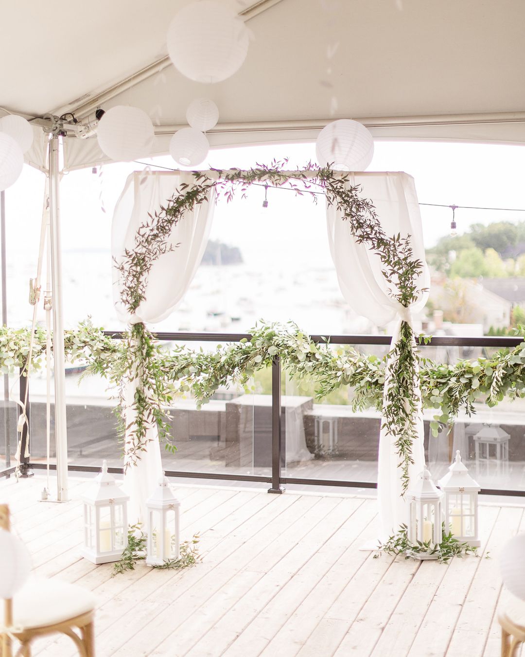 I absolutely love the way our wedding arch came out! We had to weigh the arch down with sandbags because it was windy, but the sheer paneling and white lanterns hid them nicely! #founditonamazon #wedding Dream Wedding Venues, Wedding Arch, Wedding Inspo, Wedding Cake, Wedding Ideas, Wedding Dresses, Civil Wedding, June Wedding, Winter Wedding