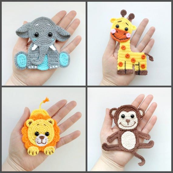 PATTERN Jungle Animal Applique Crochet Patterns PD PATTERN Jungle Animal Applique Crochet Patterns PD