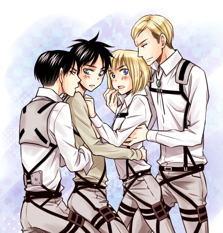 Rivaille (Levi) , Eren Jaeger , Armin Arlert and Jean Kirstein Ereri, Eren X...