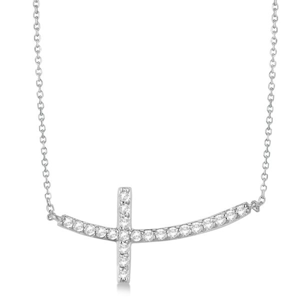 Diamond Sideways Curved Cross Pendant Necklace 14k White Gold 0 50ct diamond-sideways-curved-cross-pendant-necklace-14k-white-gold-0-50ct