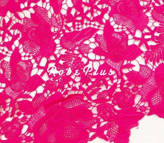 63 Wide Four Way Stretch Hot Pink Fuchsia Floral Lace Fabric