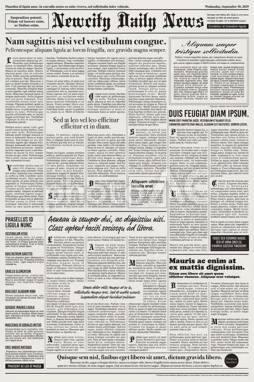 完全フルダミーの英字新聞風背景 表面