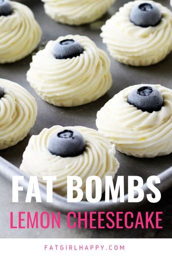 Lemon Cheesecake Keto Fat Bombs Living the Keto life gets a lot easier when you have a sweet treat every now and then. This sugar-free, low-carb, creamy frozen dessert treat is the best at fighting those cravings. Made with freshly-squeezed lemon juice, cream cheese, coconut oil and more, these tangy-sweet keto fat bombs help you get in all of your daily fat grams, too. #keto #ketofatbombs #fatbombs #cheesecakefatbombs #lowcarbeating