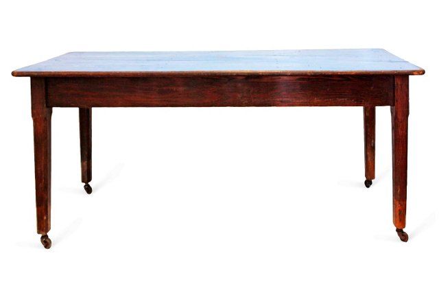 Old Library Table Beat Up To Kitchen Island Homemade Kitchen Island Kitchen Island Table Kitchen Design Diy