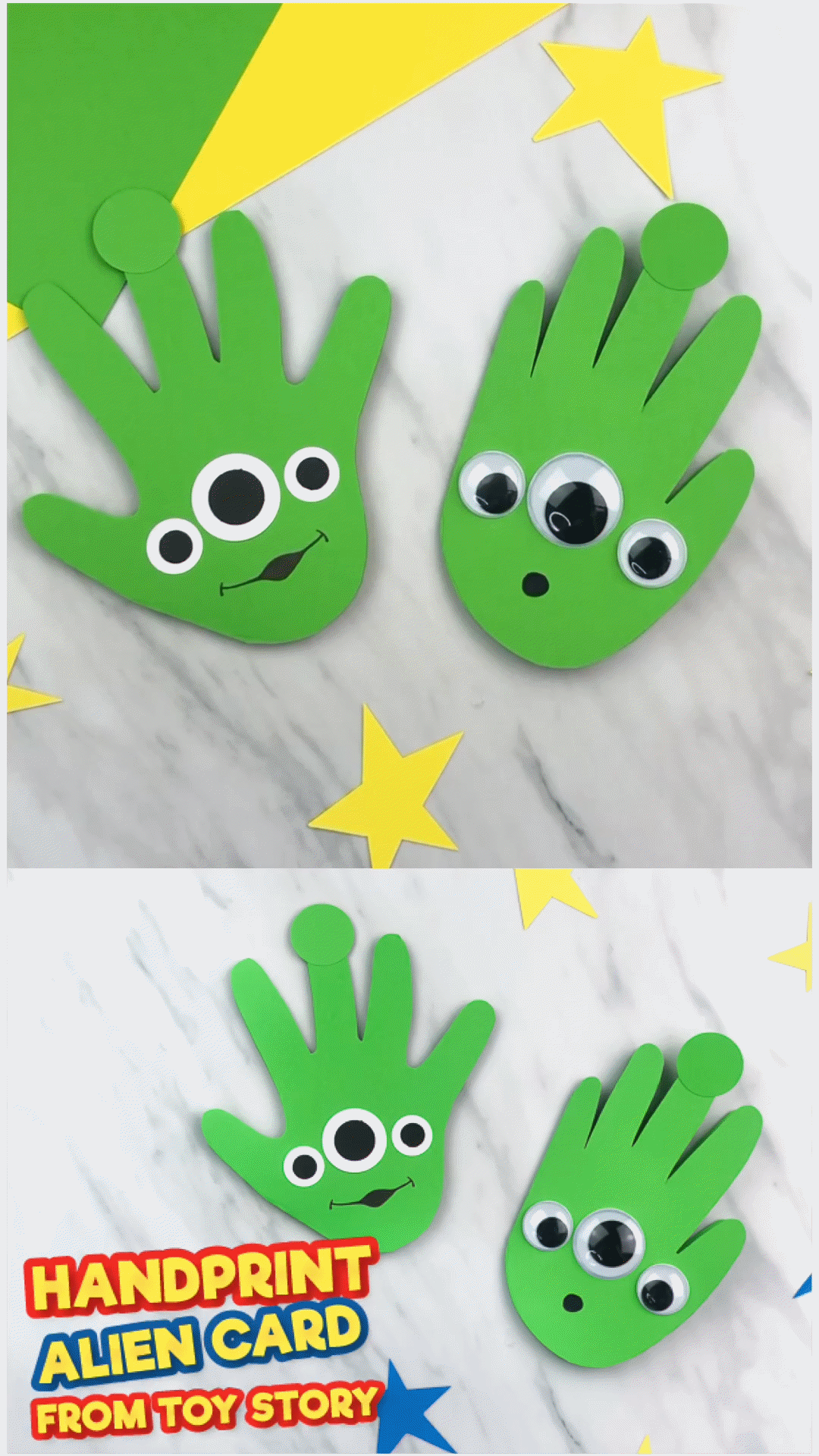 Learn how to make these easy DIY alien cards from Toy Story 4 for Dad and Grandpa this Father's Day