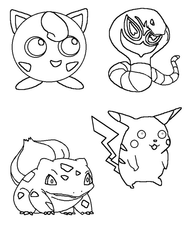 Jigglypuff And Other Pokemon Characters Coloring Page Download
