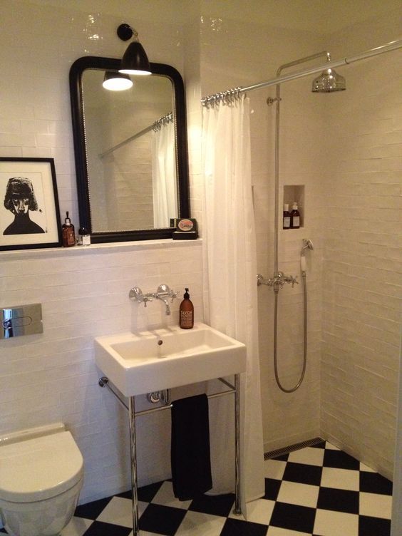 Badrum, 20 tal, svartvitt, sekelskifte, marmor, bathroom, black ...