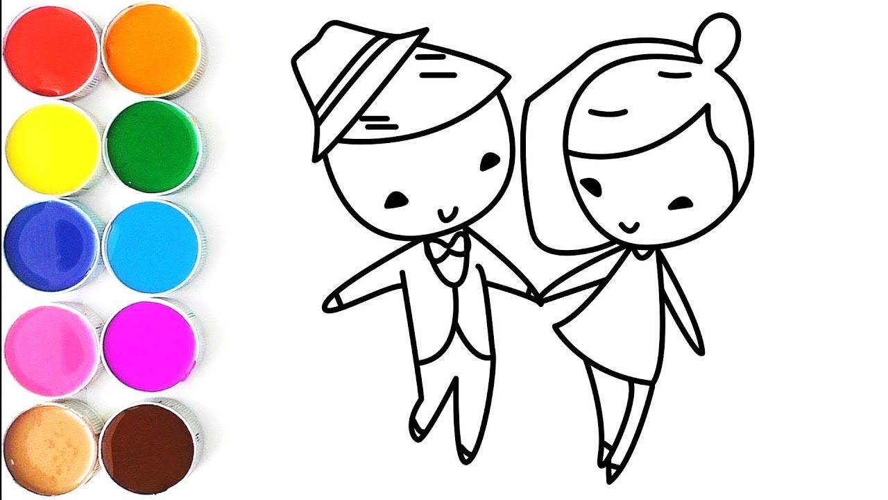 How To Draw Little Bride And Groom Coloring Pages Videos For Kids