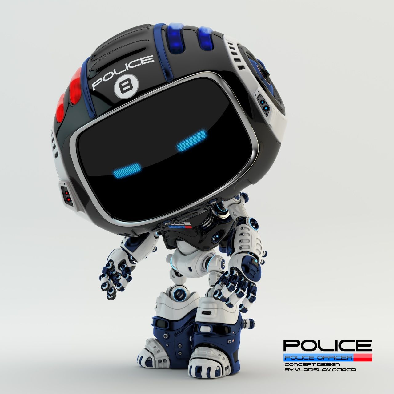 Police Bot Bulldozer Funny Robot Police Zbrush