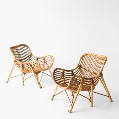 danish bamboo and wicker lounge chairs by laurids lonborg summer