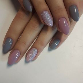 Grey Pink And Glitter Nailed It In 2018 Pinterest Nails Nail Grey Pink And Glitter