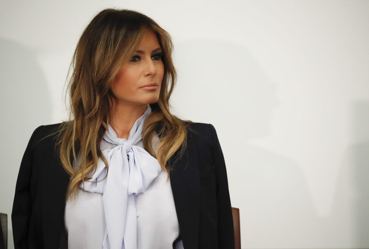 Fashion Notes: Melania Trump Is Business Chic in Michael Kors Suit, Pussy Bow Blouse Fashion Notes: Melania Trump Is Business Chic in Michael Kors Suit, Pussy Bow Blouse