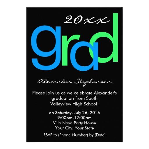 blue green typographic graduation party invitation 2018 graduation