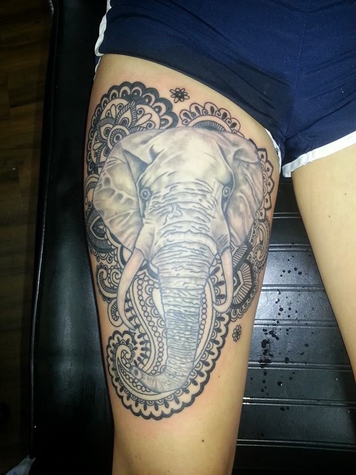 Elephant Thigh Tattoo Thigh Tattoos Women Elephant Tattoos