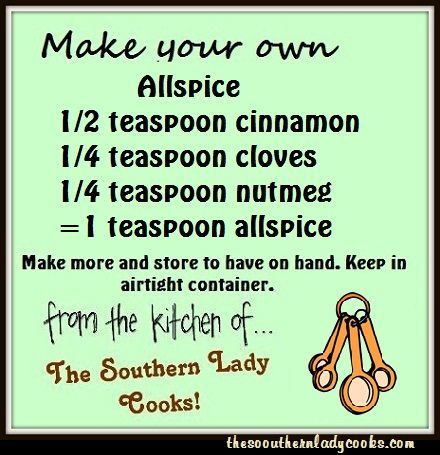 The Southern Lady Cooks: Did you ever get ready to make a recipe and check the cupboard for spices to find that you don’t have the one you are looking for? Here is a handy tip on how to make your own allspice! #foodtips