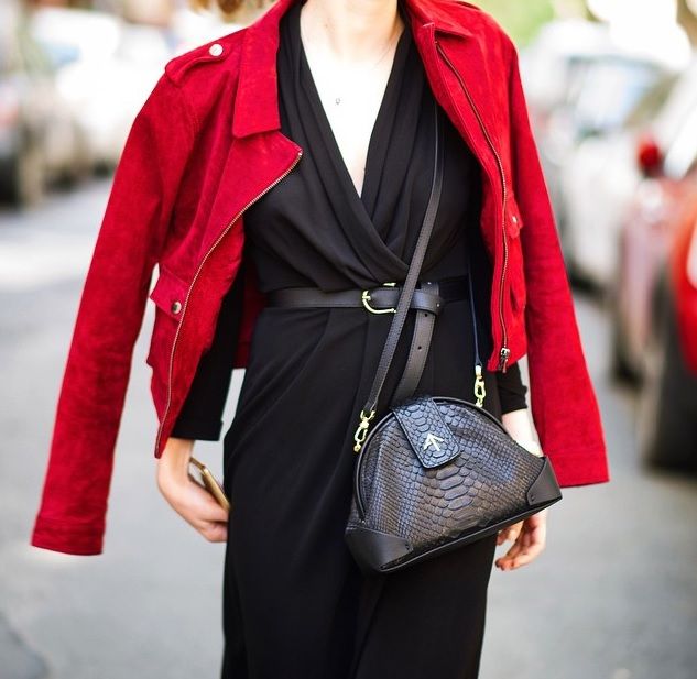 Siyah Piton Demi Manu Atelier Leather Goods Black Python Demi Bag Red Leather Jacket Manu Atelier Style